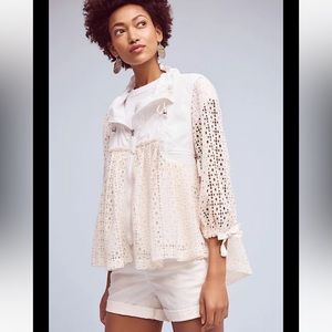 Hei Hei Anthropologie Eyelet Peplum‎ Windbreaker